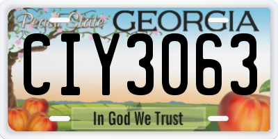 GA license plate CIY3063