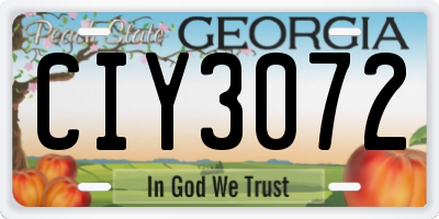 GA license plate CIY3072