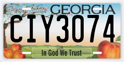 GA license plate CIY3074