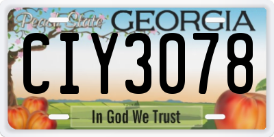 GA license plate CIY3078