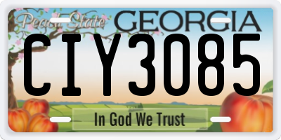GA license plate CIY3085