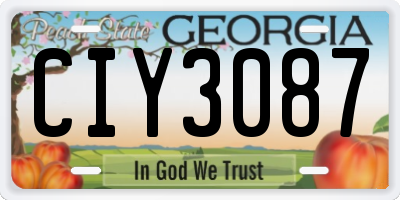 GA license plate CIY3087