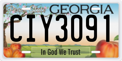 GA license plate CIY3091