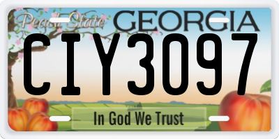 GA license plate CIY3097