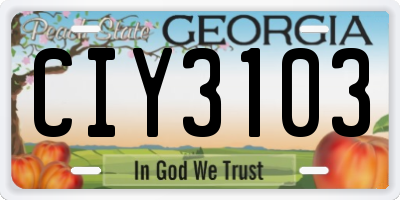 GA license plate CIY3103