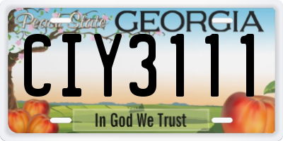 GA license plate CIY3111