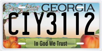 GA license plate CIY3112