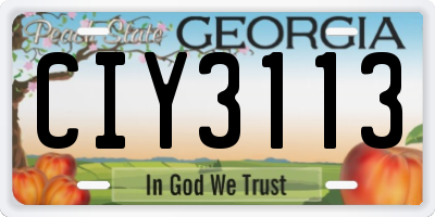 GA license plate CIY3113