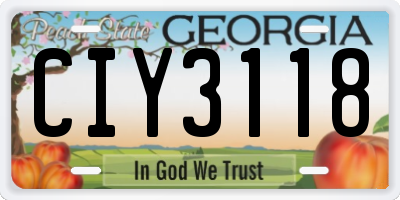 GA license plate CIY3118