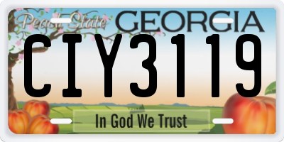 GA license plate CIY3119
