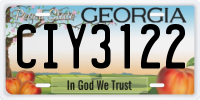 GA license plate CIY3122