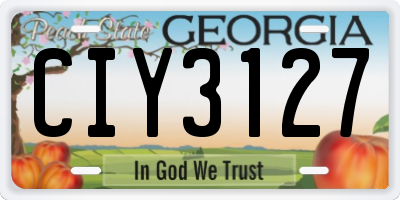 GA license plate CIY3127