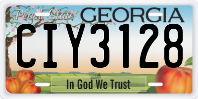 GA license plate CIY3128