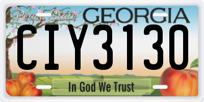 GA license plate CIY3130