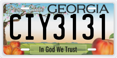 GA license plate CIY3131
