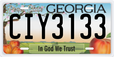 GA license plate CIY3133