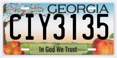 GA license plate CIY3135