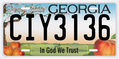 GA license plate CIY3136