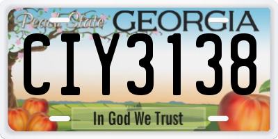 GA license plate CIY3138