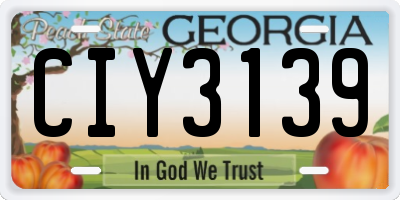 GA license plate CIY3139
