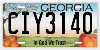 GA license plate CIY3140