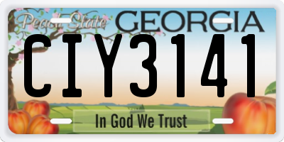 GA license plate CIY3141