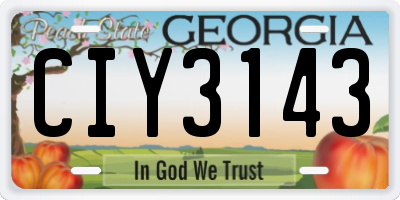 GA license plate CIY3143