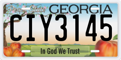 GA license plate CIY3145