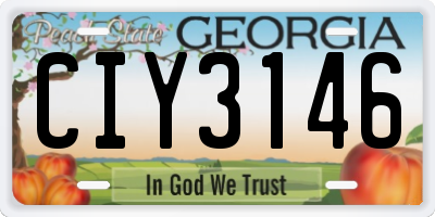 GA license plate CIY3146