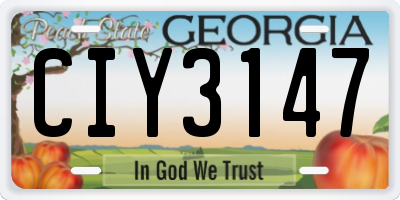 GA license plate CIY3147