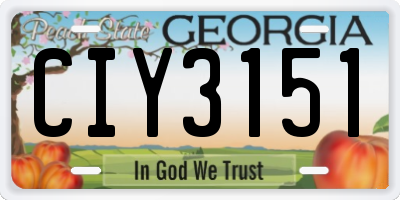 GA license plate CIY3151