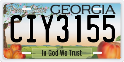GA license plate CIY3155