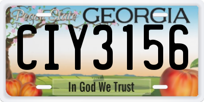 GA license plate CIY3156