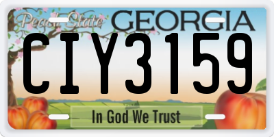 GA license plate CIY3159