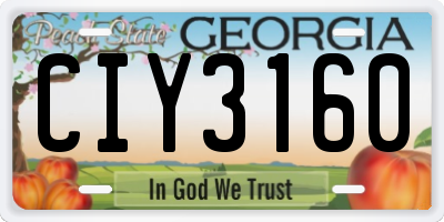 GA license plate CIY3160