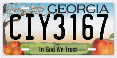 GA license plate CIY3167