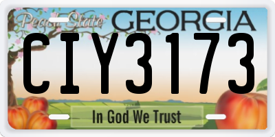GA license plate CIY3173