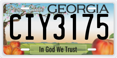 GA license plate CIY3175