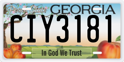 GA license plate CIY3181