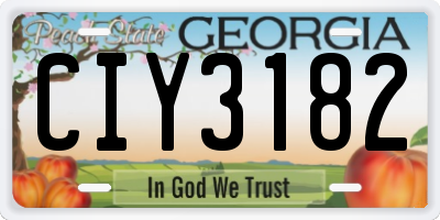 GA license plate CIY3182