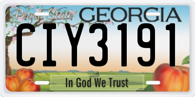 GA license plate CIY3191