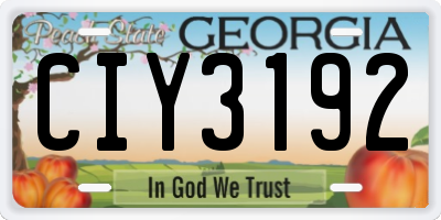 GA license plate CIY3192