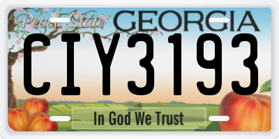 GA license plate CIY3193