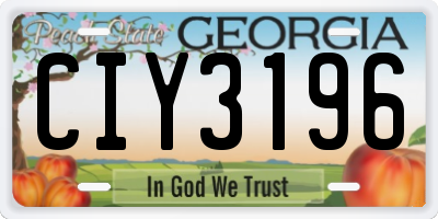 GA license plate CIY3196