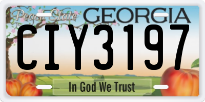 GA license plate CIY3197