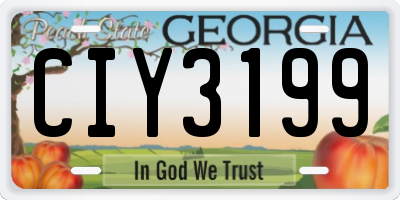 GA license plate CIY3199