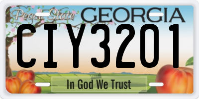 GA license plate CIY3201