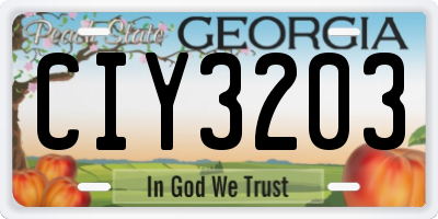 GA license plate CIY3203