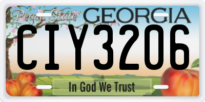GA license plate CIY3206