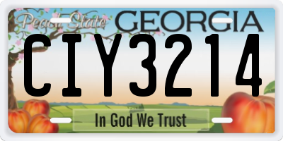 GA license plate CIY3214